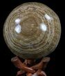 Polished, Banded Aragonite Sphere - Morocco #56988-1